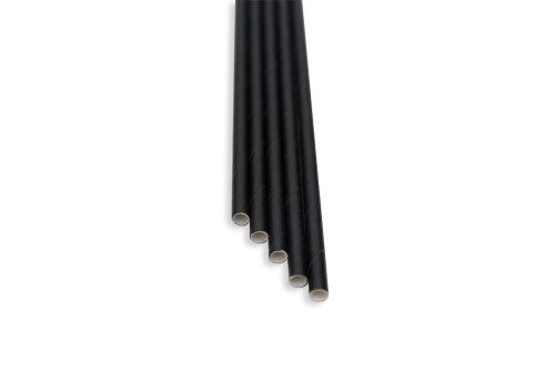 Słomki, 8x250 mm, czarne, 100 szt.
