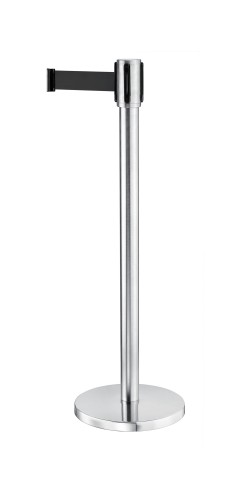 Słupek odgradzający, 59,5 cm, czarna taśma 200 cm