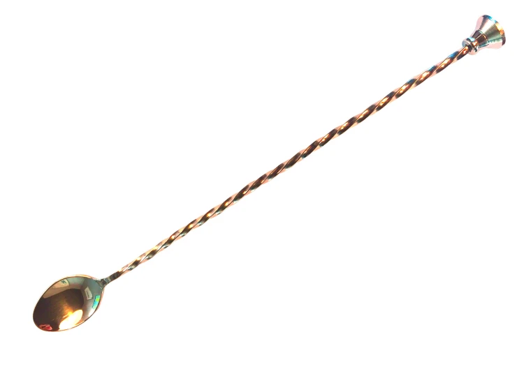 Łyżka barmańska z muddlerem, 30 cm, miedziana