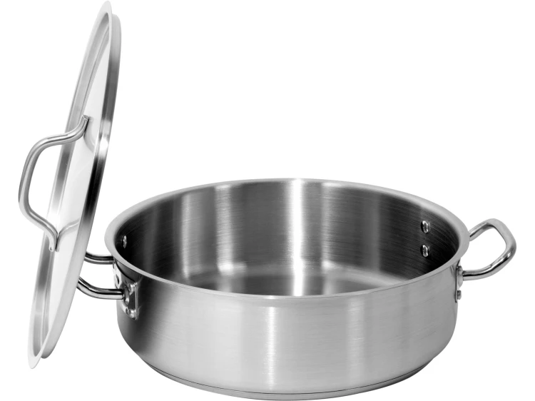 GARNEK NISKI DO DUSZENIA Z POKRYWKĄ ZE STALI NIERDZEWNEJ 36X11CM 11,2L