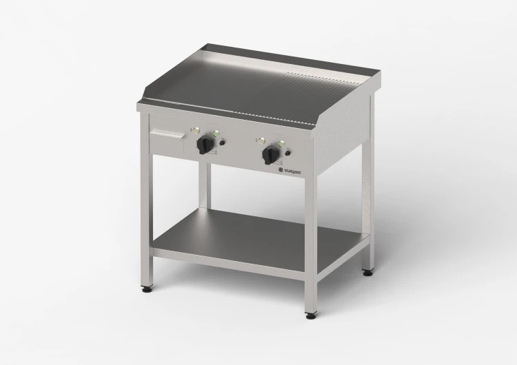Płyta grillowa elektryczna, gładko-ryflowana, Gredil, 800x700x850 mm, P 8.1 kW, U 400 V