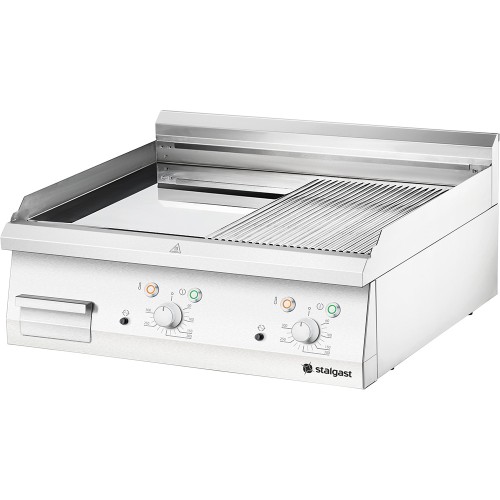 Płyta grillowa elektryczna, chromowana, gładko-ryflowana, P 8.1 kW, U 400 V